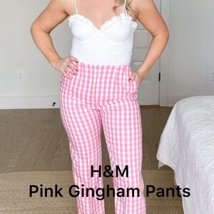H&M Pink Gingham Trousers NWOT